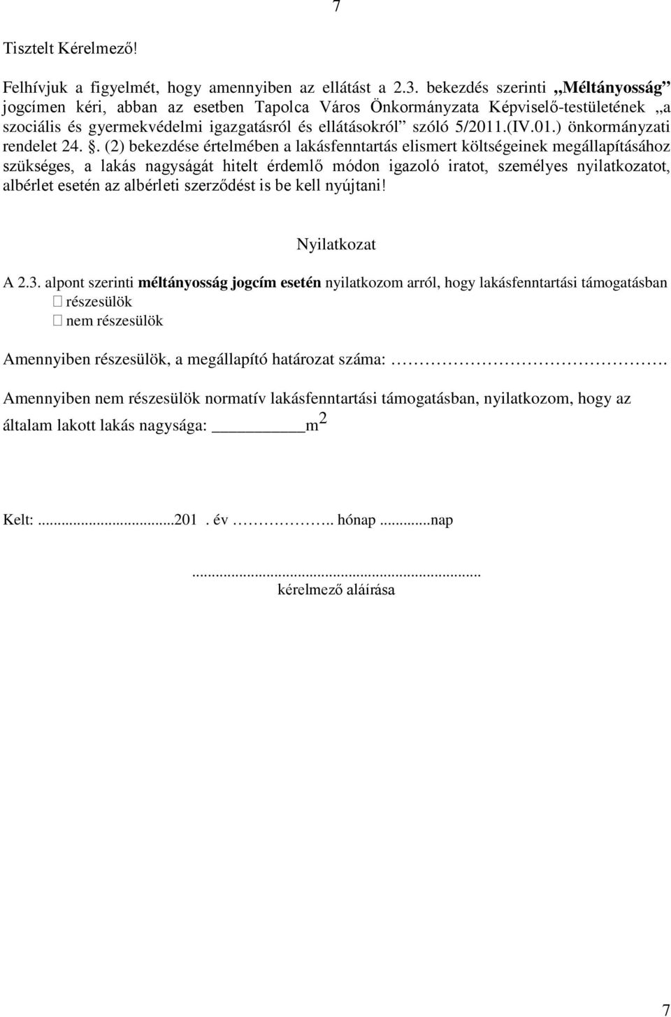 .(IV.01.) önkormányzati rendelet 24.