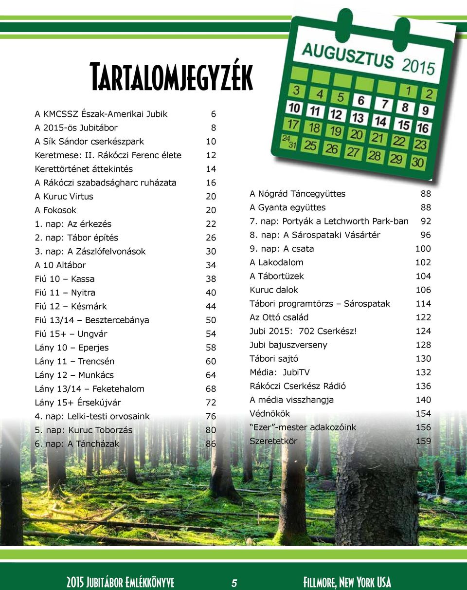 nap: A Zászlófelvonások 30 A 10 Altábor 34 Fiú 10 Kassa 38 Fiú 11 Nyitra 40 Fiú 12 Késmárk 44 Fiú 13/14 Besztercebánya 50 Fiú 15+ Ungvár 54 Lány 10 Eperjes 58 Lány 11 Trencsén 60 Lány 12 Munkács 64