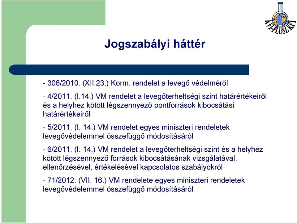 ) VM rendelet egyes miniszteri rendeletek levegővédelemmel összefüggő módosításáról - 6/2011. (I. 14.