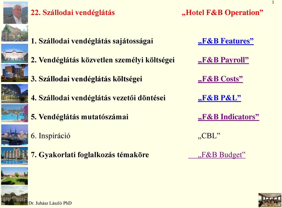 Vendéglátás közvetlen személyi költségei F&B Payroll 3.