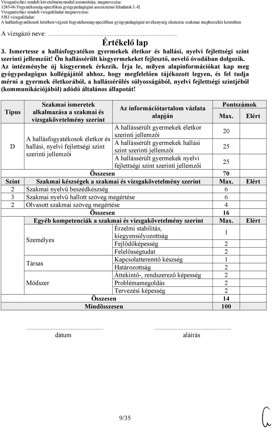 Írja le, milyen alapinformációkat kap meg gyógypedagógus kollégájától ahhoz, hogy megfelelően tájékozott legyen, és fel tudja mérni a gyermek életkorából, a hallássérülés súlyosságából, nyelvi