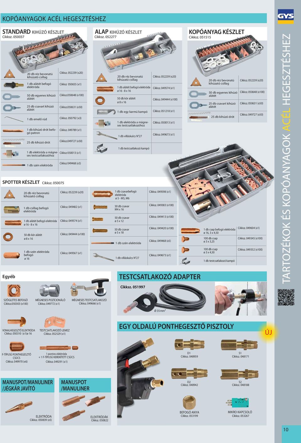 KÉSZLET Egyéb 1 db elektróda a mágneses testcsatlakozóhoz 1 db szén elektróda 20 db réz bevonatú kihúzató csillag 1 db csillag befogó elektróda 1 db szén elektróda befogó ø 16 Cikksz.