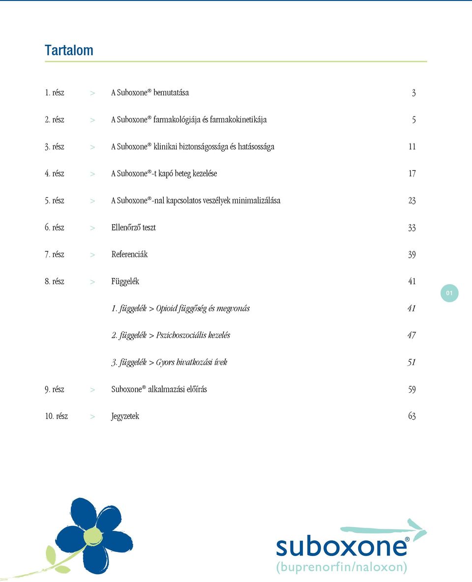 rész > A Suboxone -nal kapcsolatos veszélyek minimalizálása 23 6. rész > Ellenôrzô teszt 33 7. rész > Referenciák 39 8.