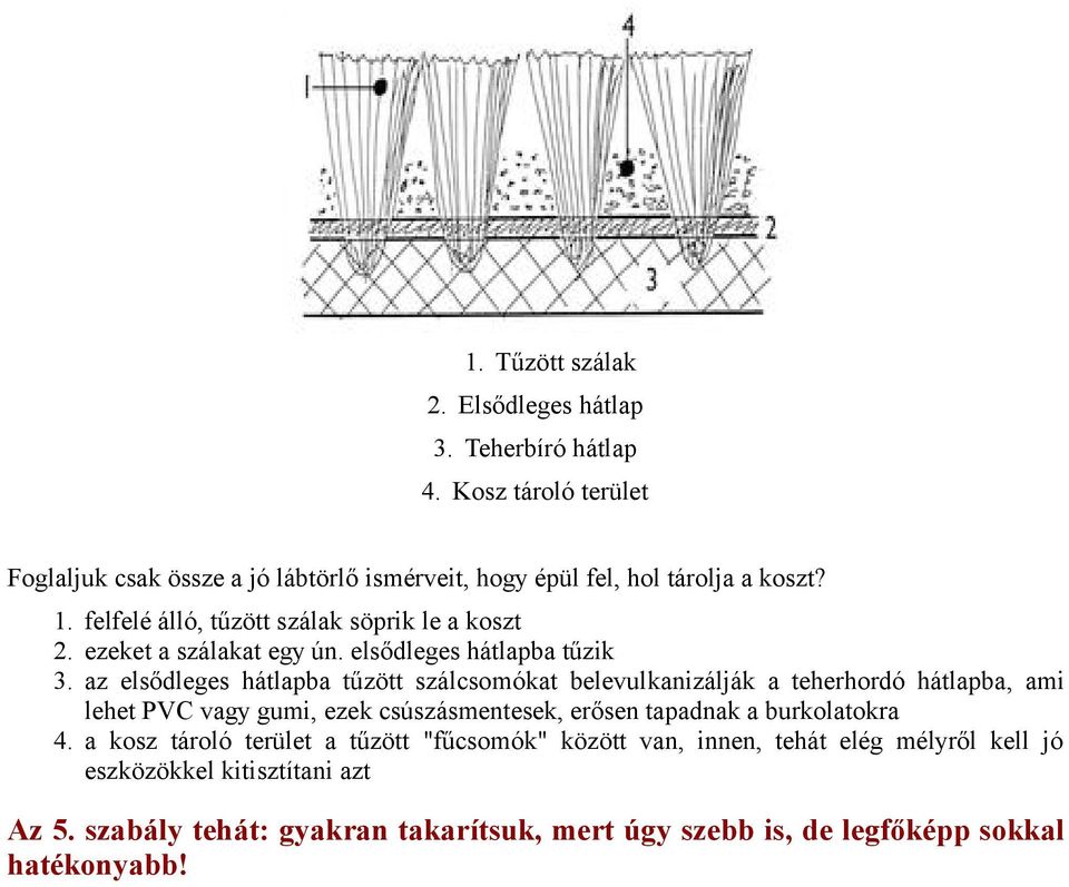 ezeket a szálakat egy ún. elsődleges hátlapba tűzik 3.