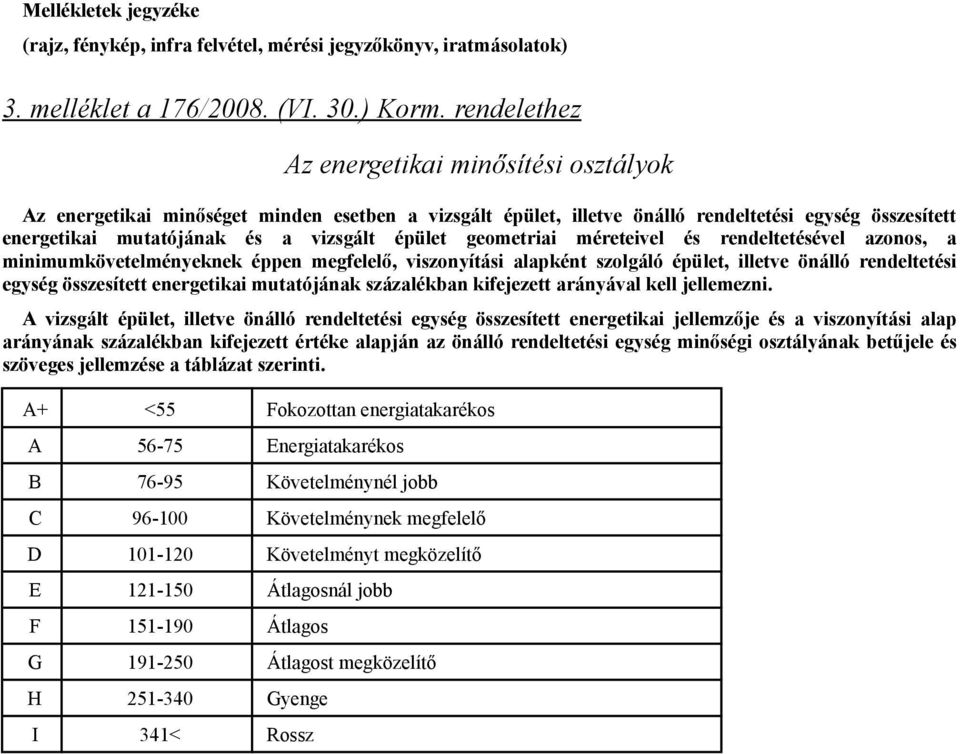 geometriai méreteivel és rendeltetésével azonos, a minimumkövetelményeknek éppen megfelelő, viszonyítási alapként szolgáló épület, illetve önálló rendeltetési egység összesített energetikai