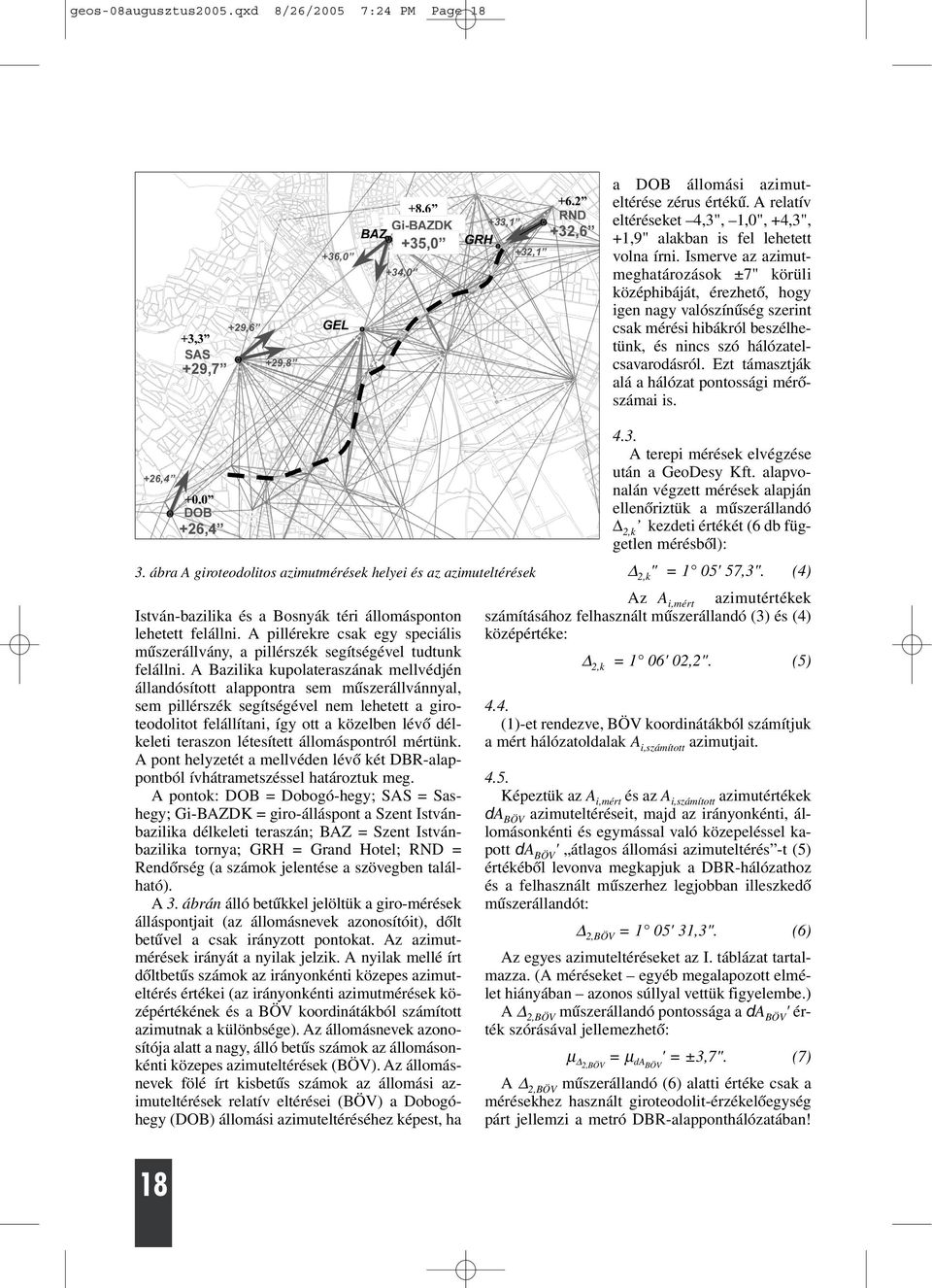 Ismerve az azimutmeghatározások ±7" körüli középhibáját, érezhetõ, hogy igen nagy valószínûség szerint csak mérési hibákról beszélhetünk, és nincs szó hálózatelcsavarodásról.