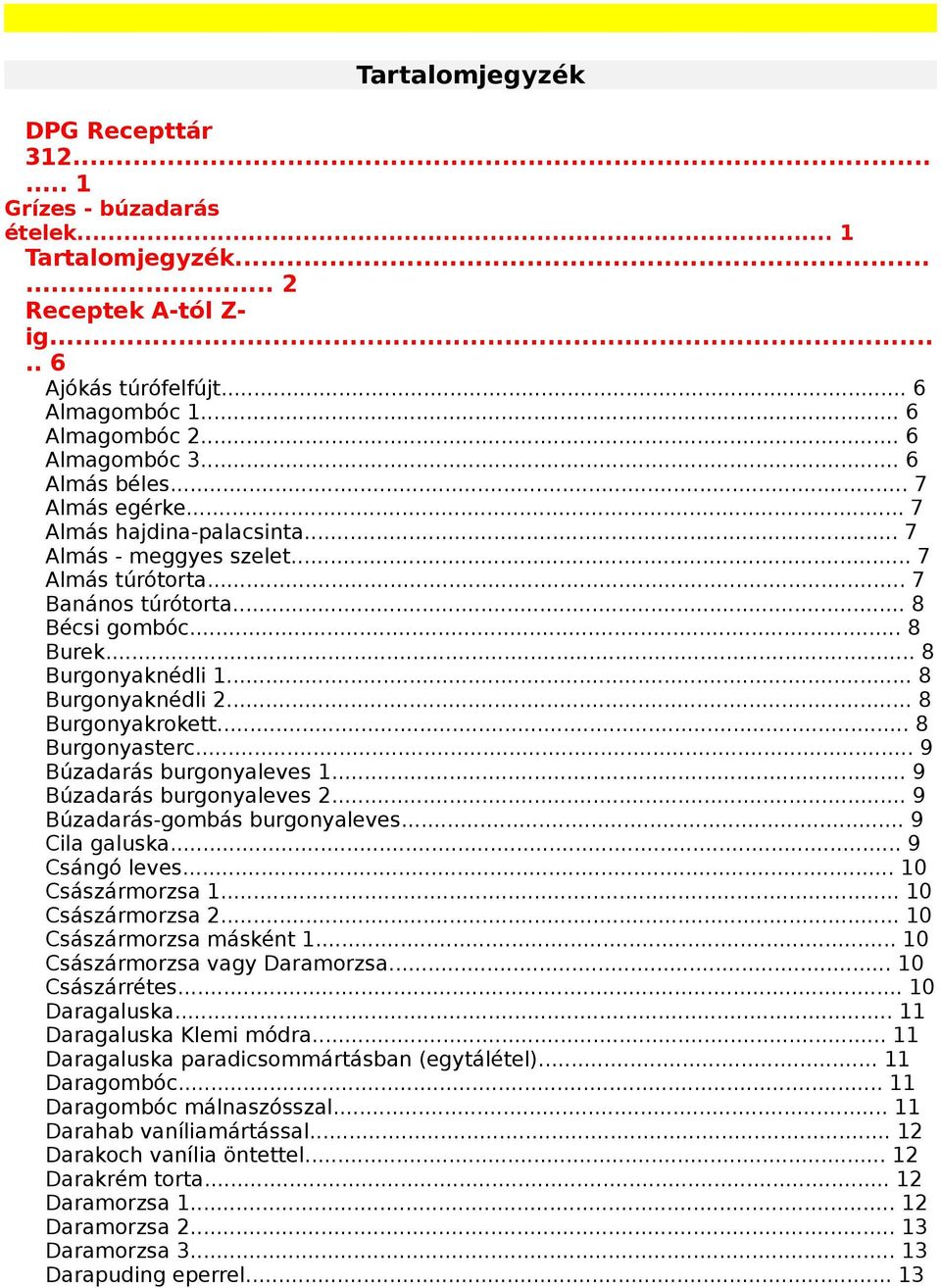 .. 8 Burgonyaknédli 2... 8 Burgonyakrokett... 8 Burgonyasterc... 9 Búzadarás burgonyaleves 1... 9 Búzadarás burgonyaleves 2... 9 Búzadarás-gombás burgonyaleves... 9 Cila galuska... 9 Csángó leves.