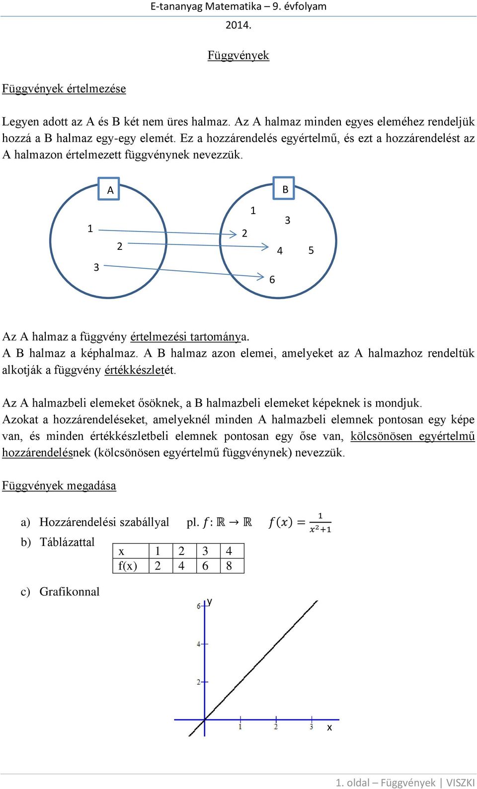 A B halmaz azon elemei, amelyeket az A halmazhoz rendeltük alkotják a függvény értékkészletét. Az A halmazbeli elemeket ősöknek, a B halmazbeli elemeket képeknek is mondjuk.