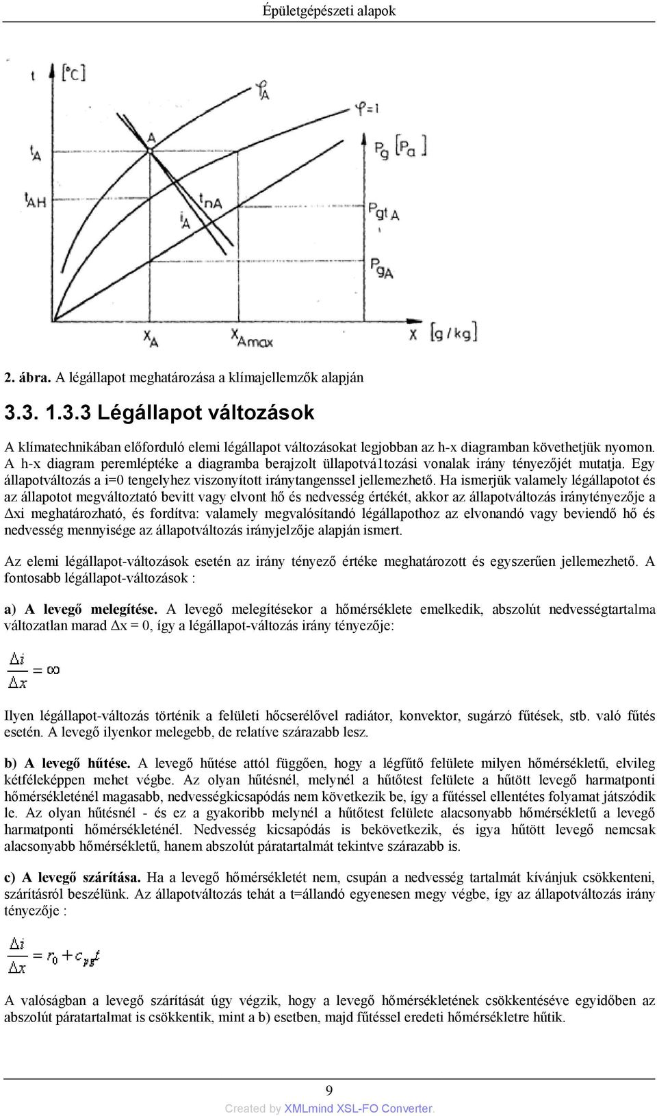 A h-x diagram peremléptéke a diagramba berajzolt üllapotvá1tozási vonalak irány tényezőjét mutatja. Egy állapotváltozás a i=0 tengelyhez viszonyított iránytangenssel jellemezhető.