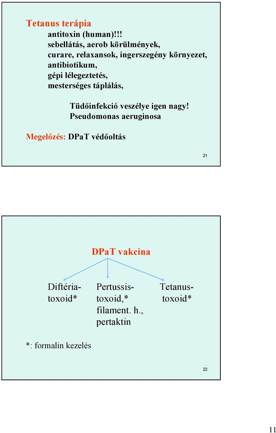 gépi lélegeztetés, mesterséges táplálás, Tüdıinfekció veszélye igen nagy!