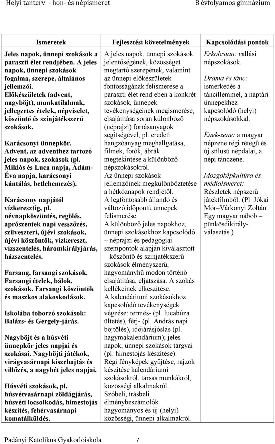 Miklós és Luca napja, Ádám- Éva napja, karácsonyi kántálás, betlehemezés). Karácsony napjától vízkeresztig, pl.