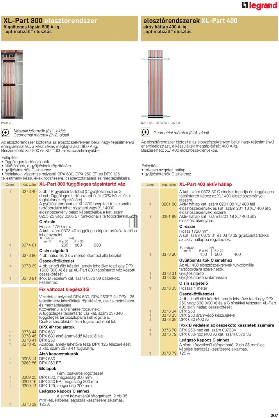 Beszerelhetô XL 3 800 és XL 3 4000 elosztószekrényekbe.