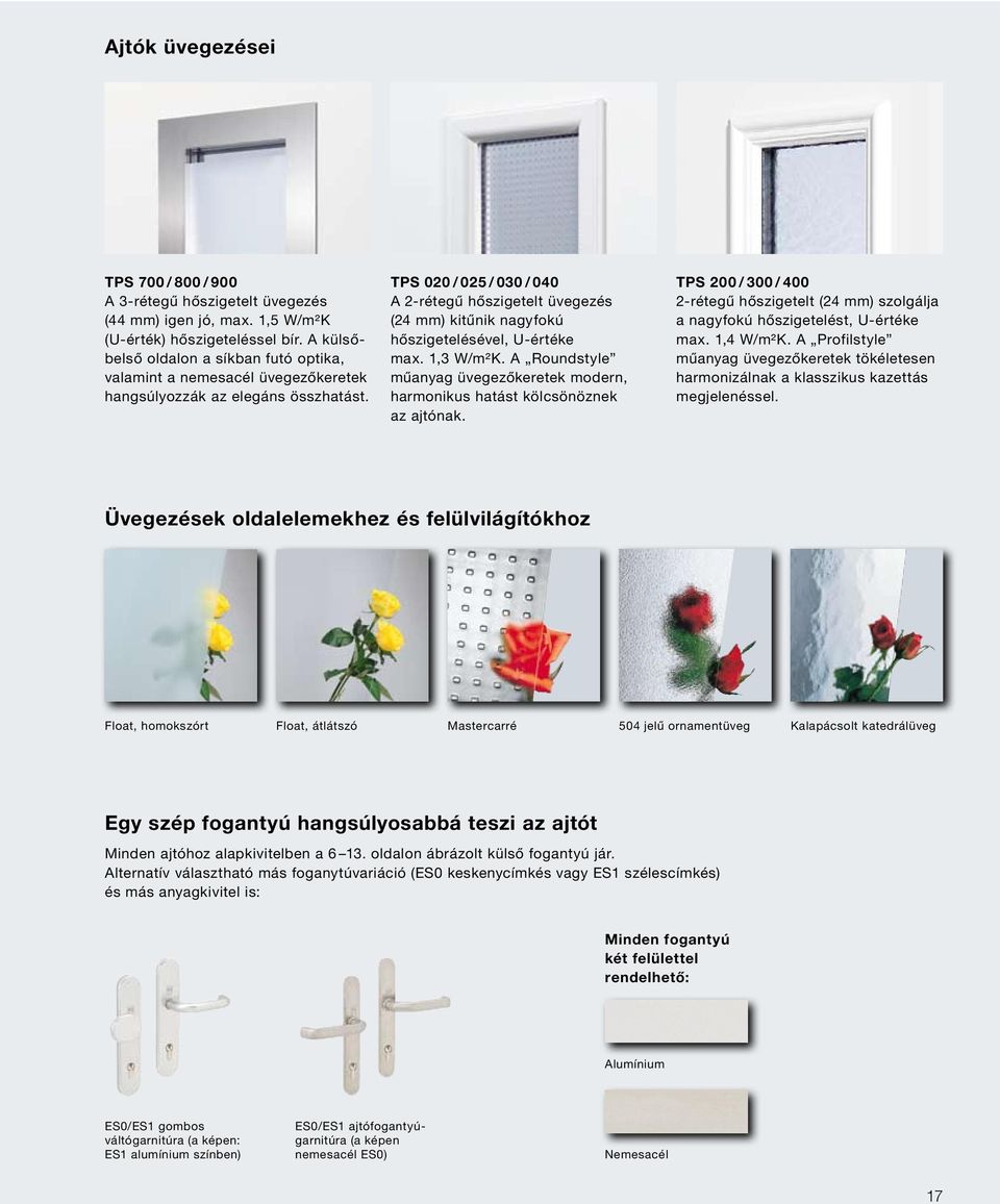 TPS 020 / 025 / 030 / 040 A 2-rétegű hőszigetelt üvegezés (24 mm) kitűnik nagyfokú hőszigetelésével, U-értéke max. 1,3 W/m²K.