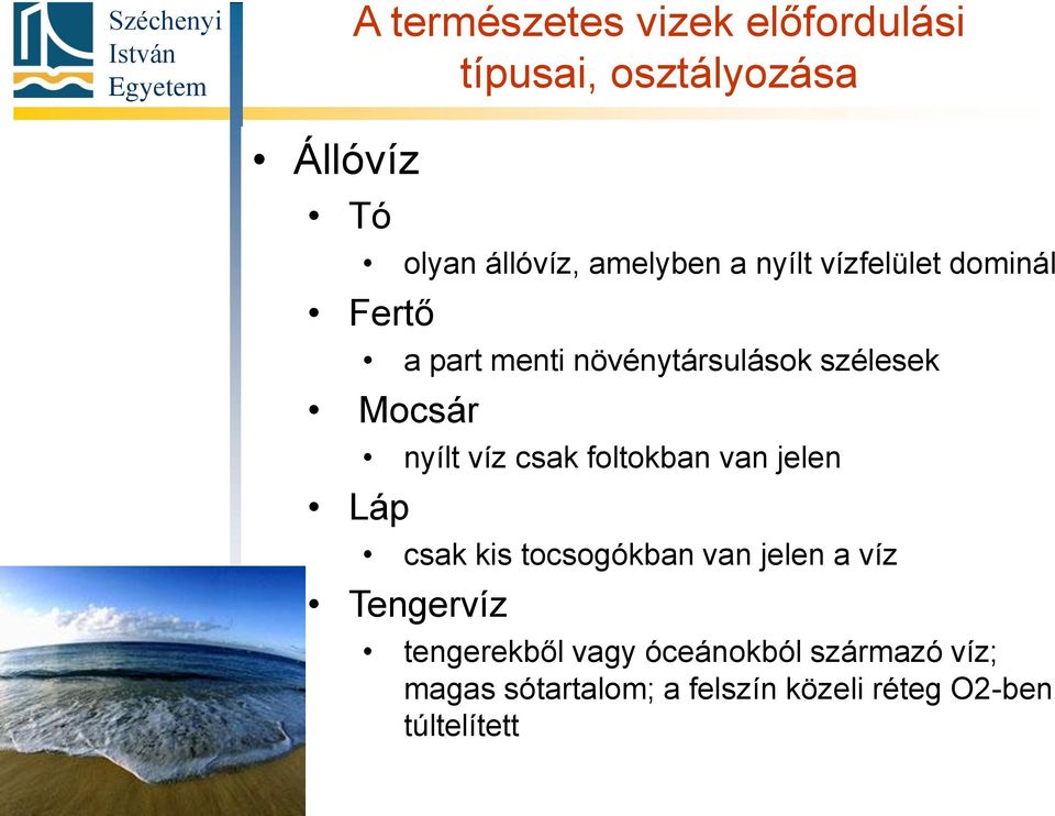 víz csak foltokban van jelen csak kis tocsogókban van jelen a víz Tengervíz tengerekből