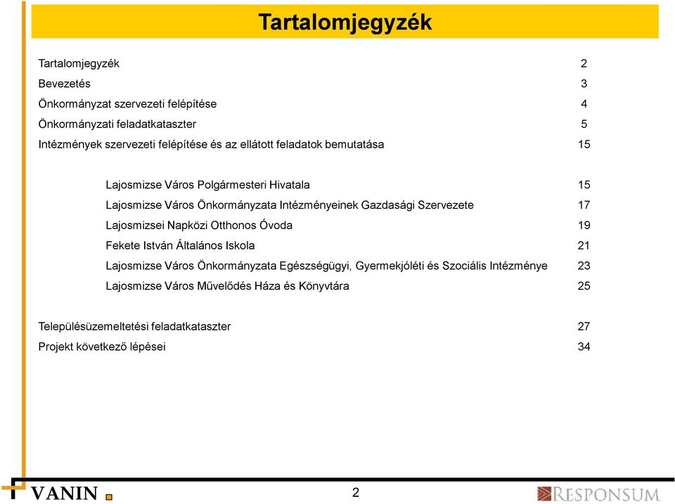 Gazdasági Szervezete 17 Lajosmizsei Napközi Otthonos Óvoda 19 Fekete István Általános Iskola 21 Lajosmizse Város Önkormányzata Egészségügyi,