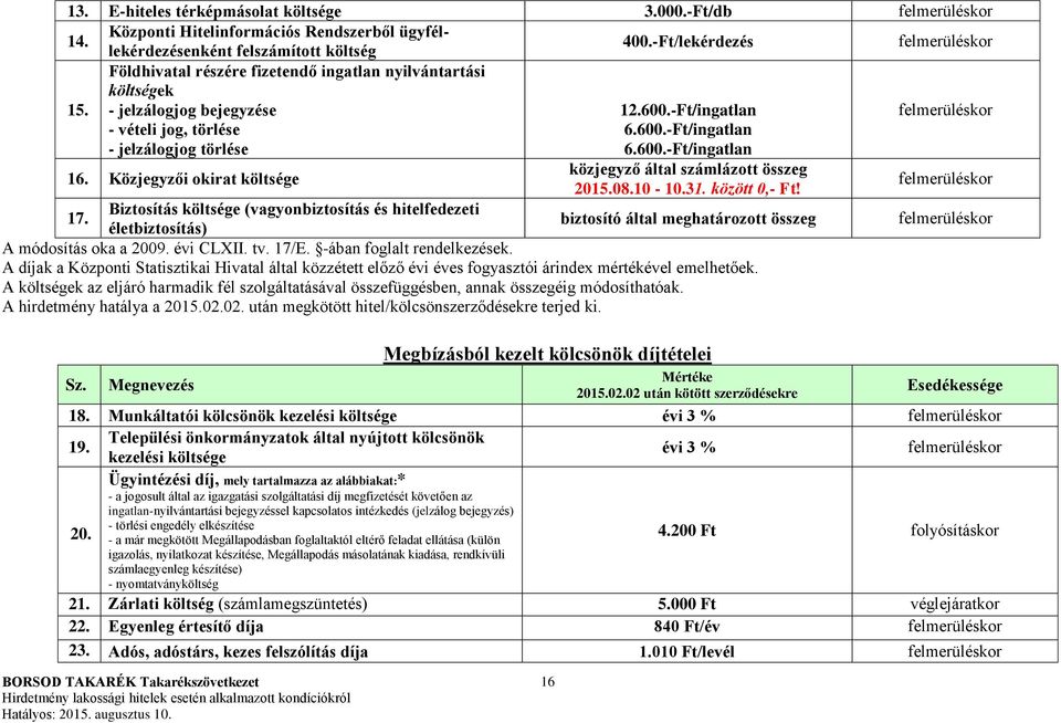 Közjegyzői okirat költsége közjegyző által számlázott összeg 2015.08.10-10.31. között 0,- Ft! 17.