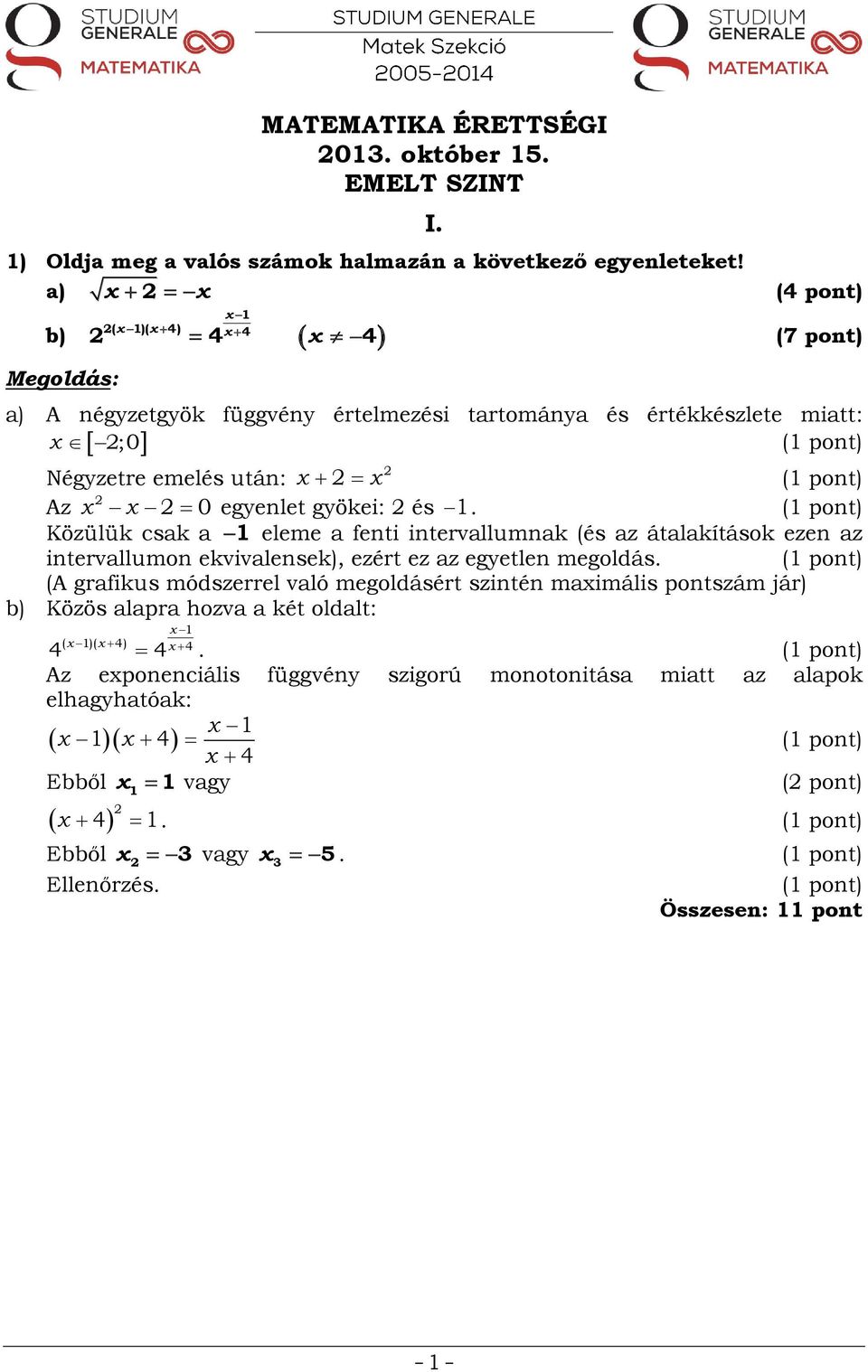 MATEMATIKA ÉRETTSÉGI október 15. EMELT SZINT - PDF Ingyenes letöltés