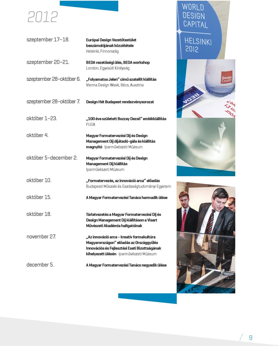 Week, Bécs, Ausztria szeptember 28 október 7. Design Hét Budapest rendezvénysorozat október 1 23. október 4. október 5 december 2. október 10. október 15.