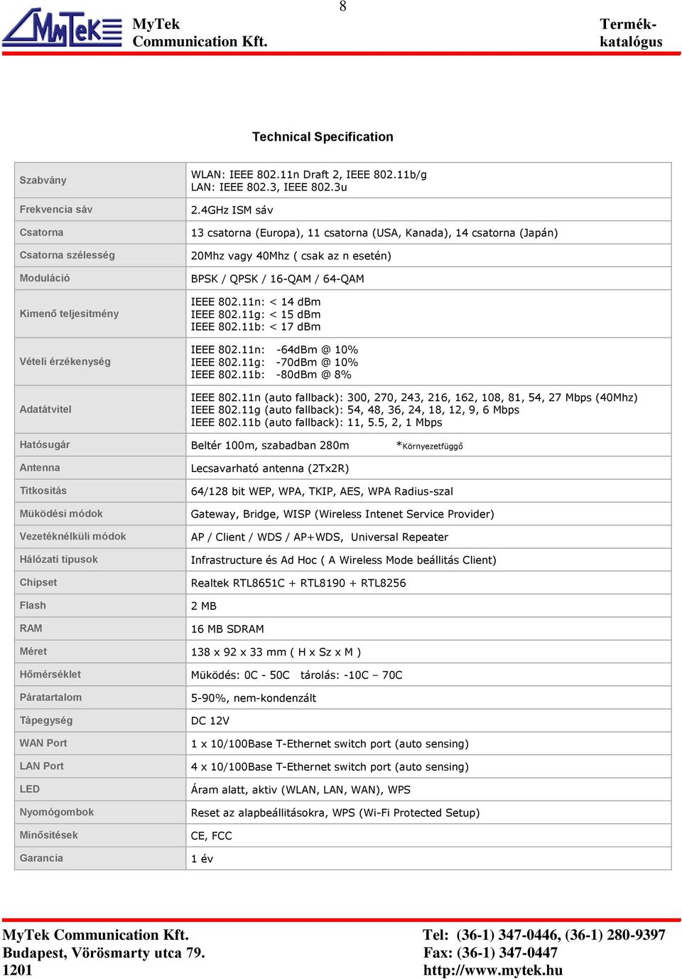 11g: < 15 dbm IEEE 802.11b: < 17 dbm IEEE 802.11n: -64dBm @ 10% IEEE 802.11g: -70dBm @ 10% IEEE 802.11b: -80dBm @ 8% IEEE 802.