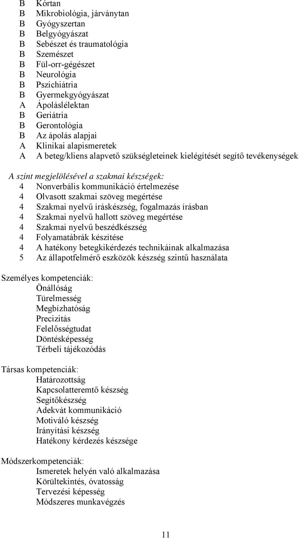 kommunikáció értelmezése 4 Olvasott szakmai szöveg megértése 4 Szakmai nyelvű íráskészség, fogalmazás írásban 4 Szakmai nyelvű hallott szöveg megértése 4 Szakmai nyelvű beszédkészség 4 Folyamatábrák