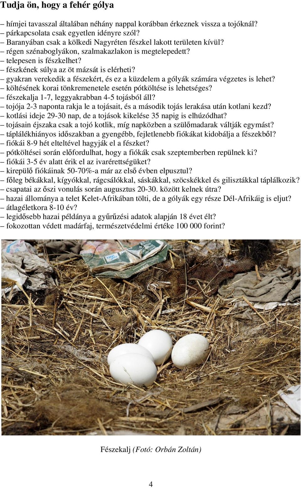 gyakran verekedik a fészekért, és ez a küzdelem a gólyák számára végzetes is lehet? költésének korai tönkremenetele esetén pótköltése is lehetséges? fészekalja 1-7, leggyakrabban 4-5 tojásból áll?
