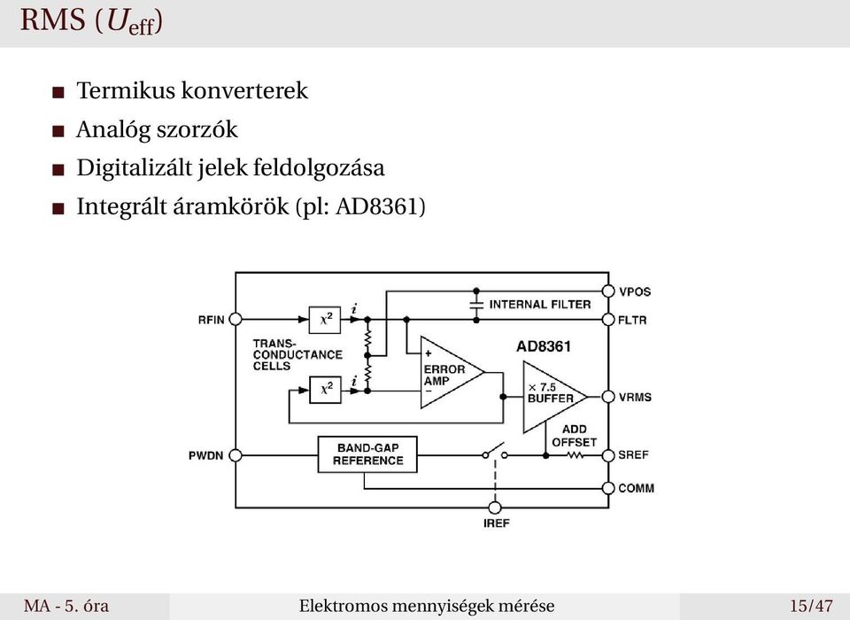 Integrált áramkörök (pl: AD8361) MA - 5.