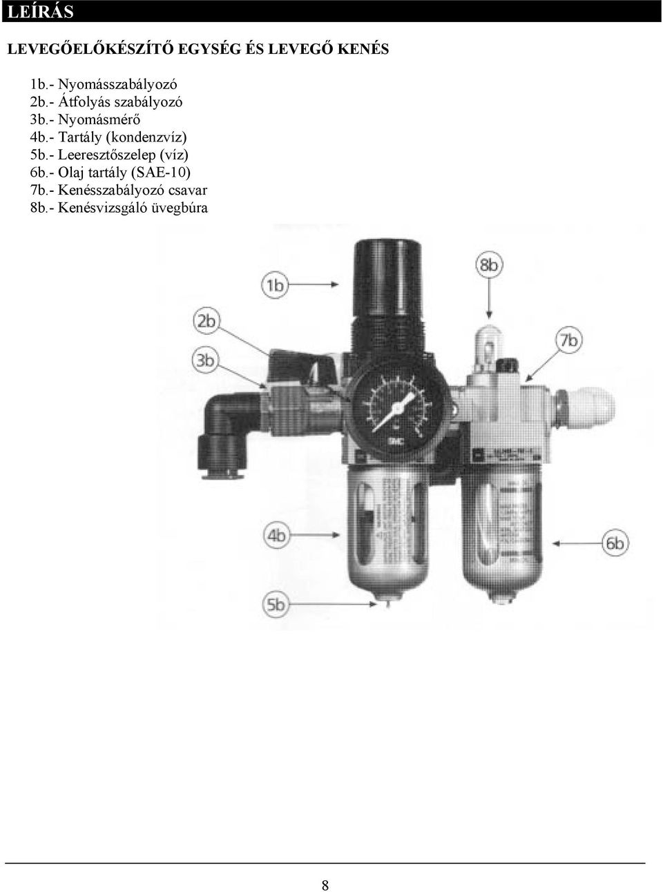 - Nyomásmérő 4b.- Tartály (kondenzvíz) 5b.