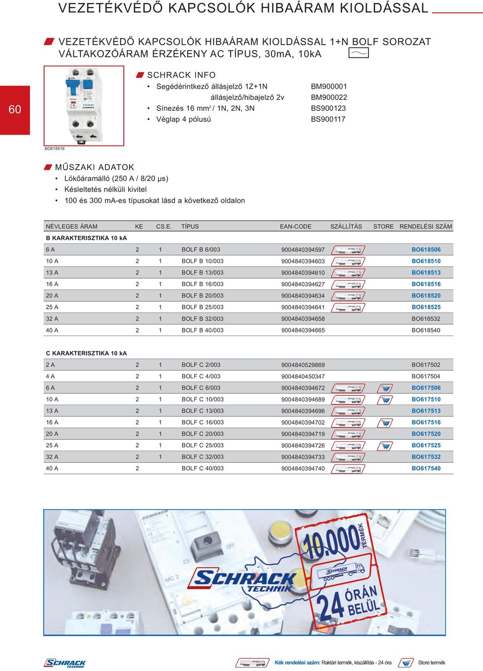 NÉVLEGES ÁRAM KE CSE TÍPUS EAN-CODE SZÁLLÍTÁS STORE RENDELÉSI SZÁM B KARAKTERISZTIKA 10 ka 6 A 2 1 BOLF B 6/003 9004840394597 BO618506 10 A 2 1 BOLF B 10/003 9004840394603 BO618510 13 A 2 1 BOLF B