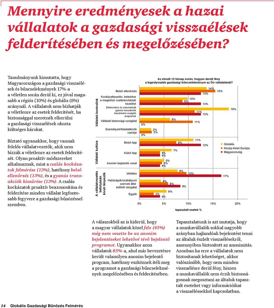 A vállalatok nem bízhatják a véletlenre az esetek felderítését, ha biztonsággal szeretnék elkerülni a gazdasági visszaélések okozta költséges károkat.