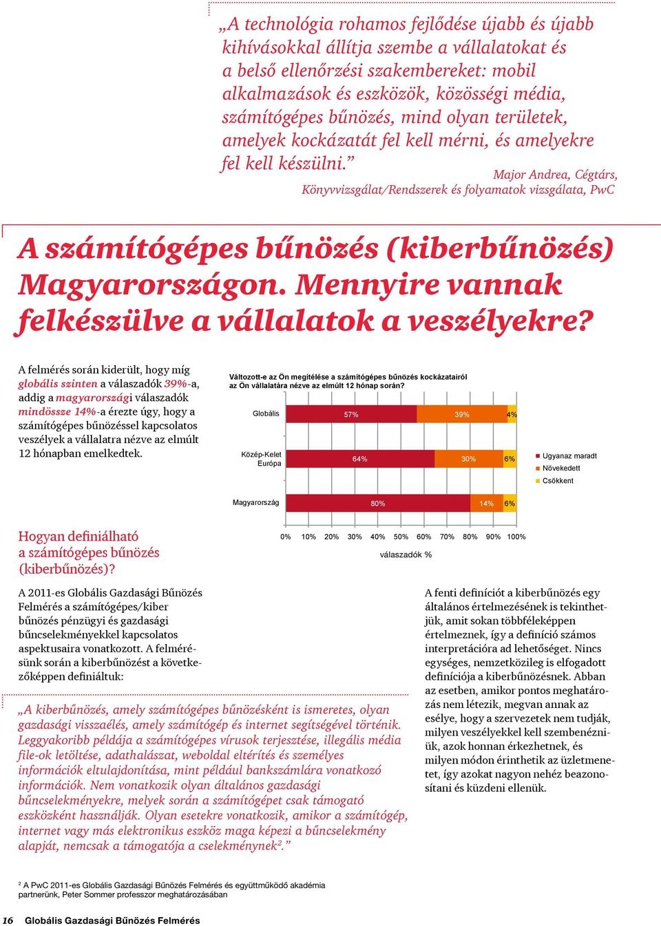 Major Andrea, Cégtárs, Könyvvizsgálat/Rendszerek és folyamatok vizsgálata, PwC A számítógépes bűnözés (kiberbűnözés) on. Mennyire vannak felkészülve a vállalatok a veszélyekre?
