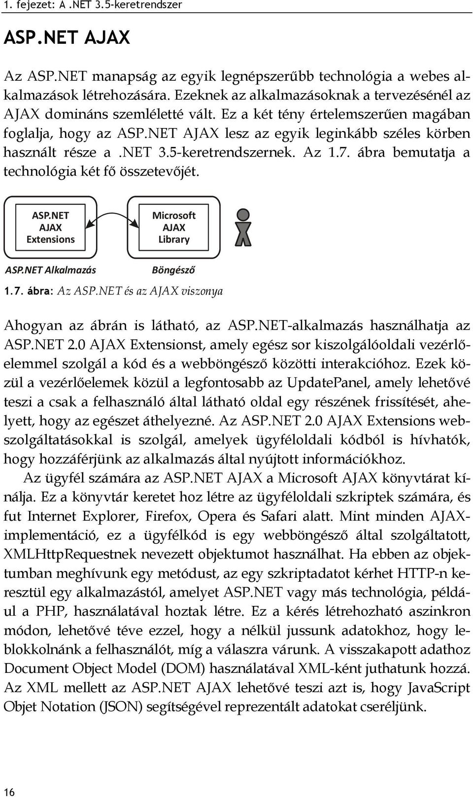 net 3.5-keretrendszernek. Az 1.7. ábra bemutatja a technológia két fő összetevőjét. ASP.NET AJAX Extensions Microsoft AJAX Library ASP.NET Alkalmazás Böngésző 1.7. ábra: Az ASP.