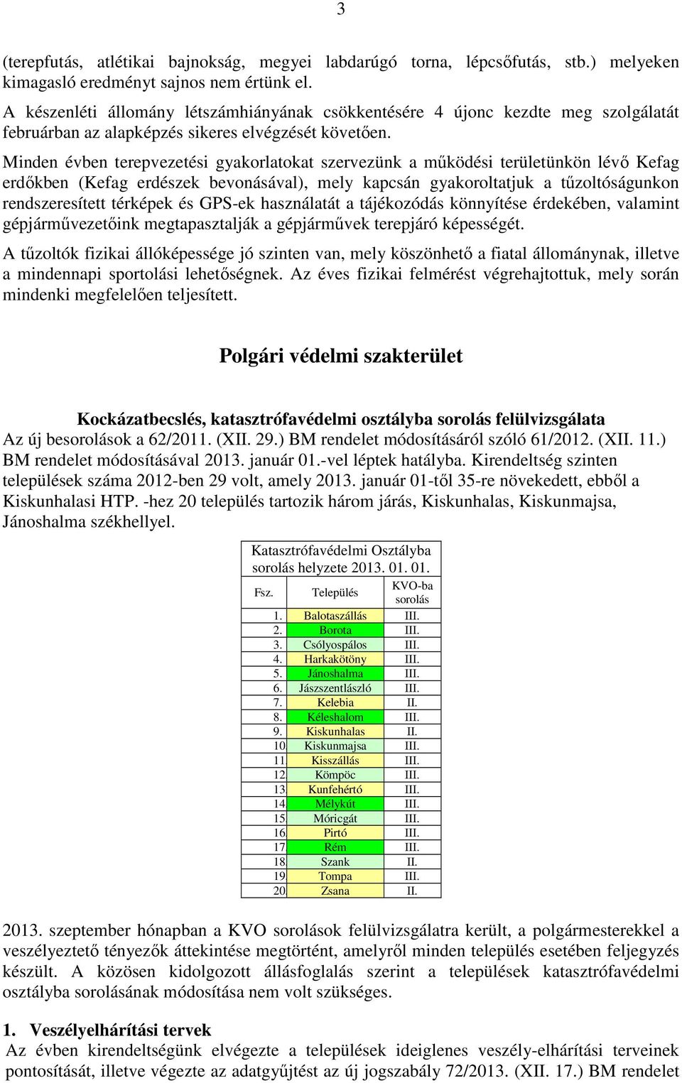 Minden évben terepvezetési gyakorlatokat szervezünk a működési területünkön lévő Kefag erdőkben (Kefag erdészek bevonásával), mely kapcsán gyakoroltatjuk a tűzoltóságunkon rendszeresített térképek és