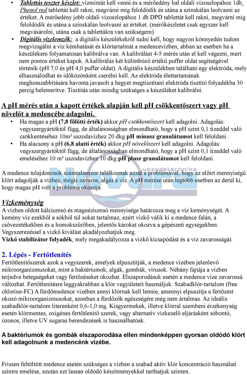 Medence vegyszer kezelési útmutató - PDF Free Download