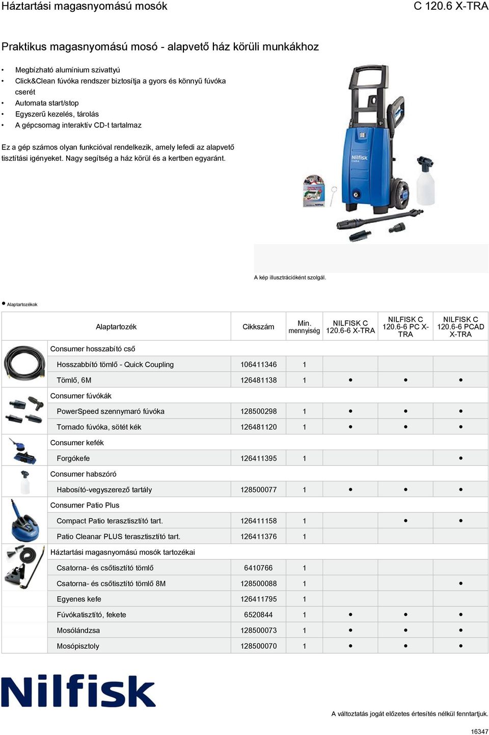 számos olyan funkcióval rendelkezik, amely lefedi az alapvető tisztítási igényeket. Nagy segítség a ház körül és a kertben egyaránt. A kép illusztrációként szolgál. Alaptartozékok Alaptartozék 120.
