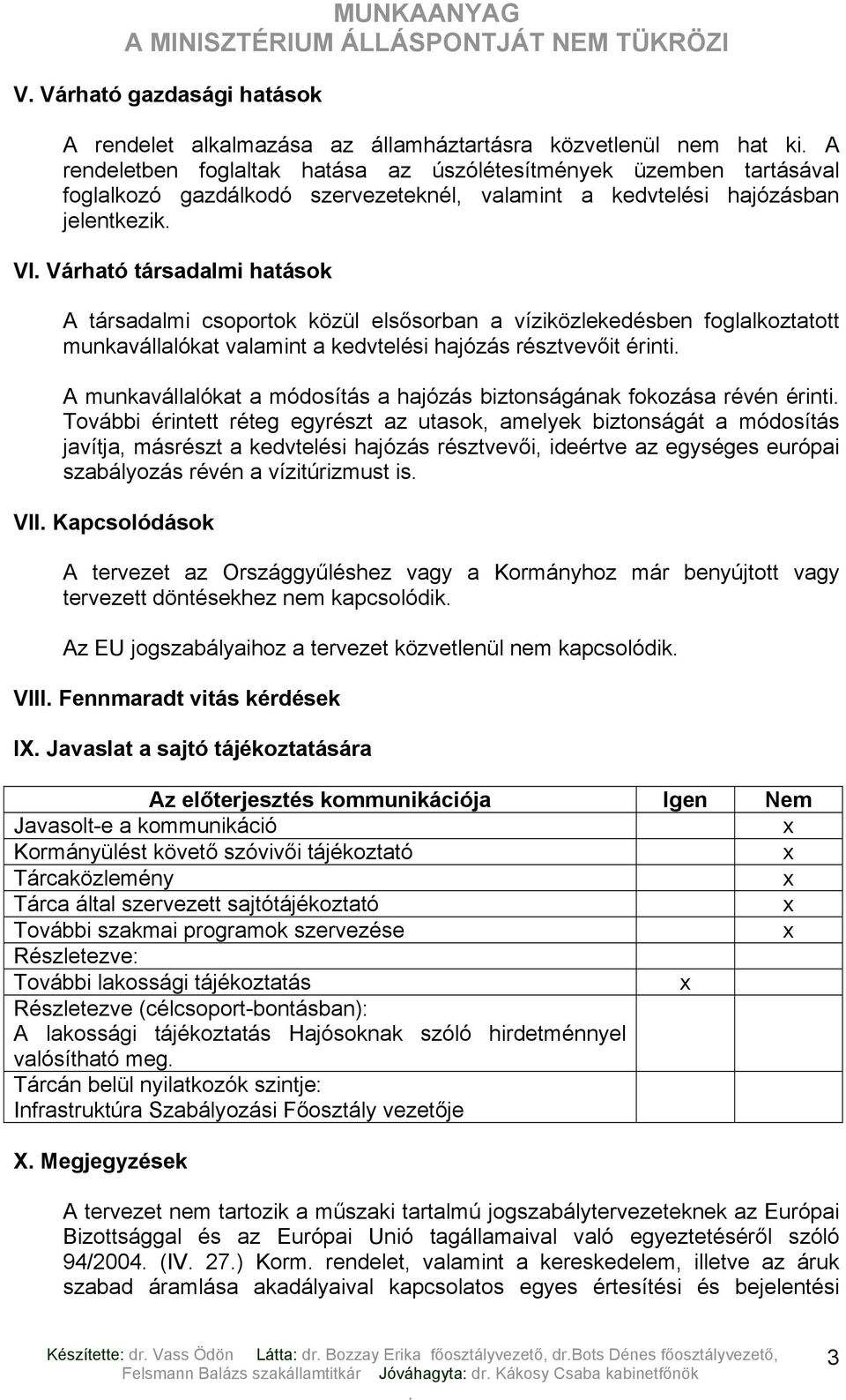 kedvtelési hajózás résztvevőit érinti A munkavállalókat a módosítás a hajózás biztonságának fokozása révén érinti További érintett réteg egyrészt az utasok, amelyek biztonságát a módosítás javítja,