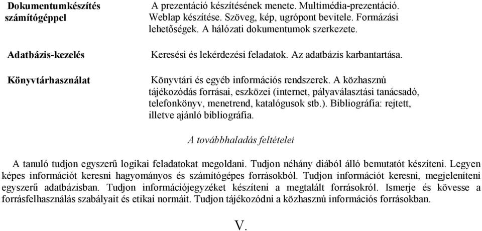 A közhasznú tájékozódás forrásai, eszközei (internet, pályaválasztási tanácsadó, telefonkönyv, menetrend, katalógusok stb.). Bibliográfia: rejtett, illetve ajánló bibliográfia.