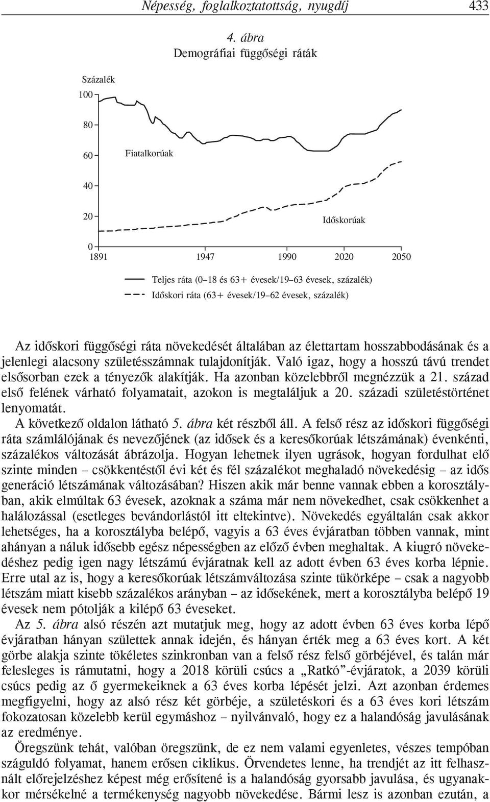évesek, százalék) Az idõskori függõségi ráta növekedését általában az élettartam hosszabbodásának és a jelenlegi alacsony születésszámnak tulajdonítják.
