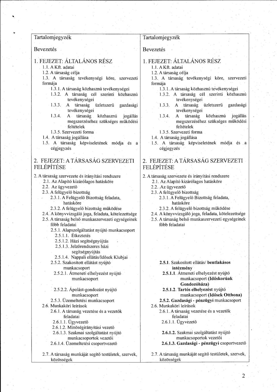 FEJEZET: A TÁRSASÁG SZERVEZETI FELÉPÍTÉSE 2. A társaság szervezete és irányítási rendszere 2.1. Az Alapító kizárólagos hatásköre 2.2. Az ügyvezető 2.3. A felügyelő bizottság 2.3.1. A Felügyelő Bizottság feladata, hatásköre 2.