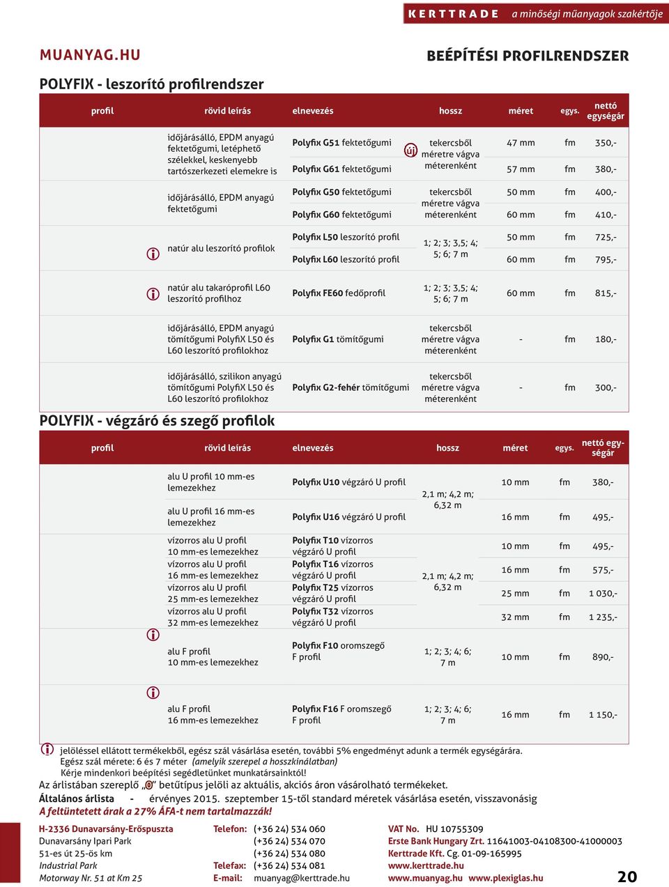 fektetőgumi tekercsből 47 fm 350,- méretre vágva Polyfix G61 fektetőgumi méterenként 57 fm 380,- Polyfix G50 fektetőgumi tekercsből 50 fm 400,- méretre vágva Polyfix G60 fektetőgumi méterenként 60 fm