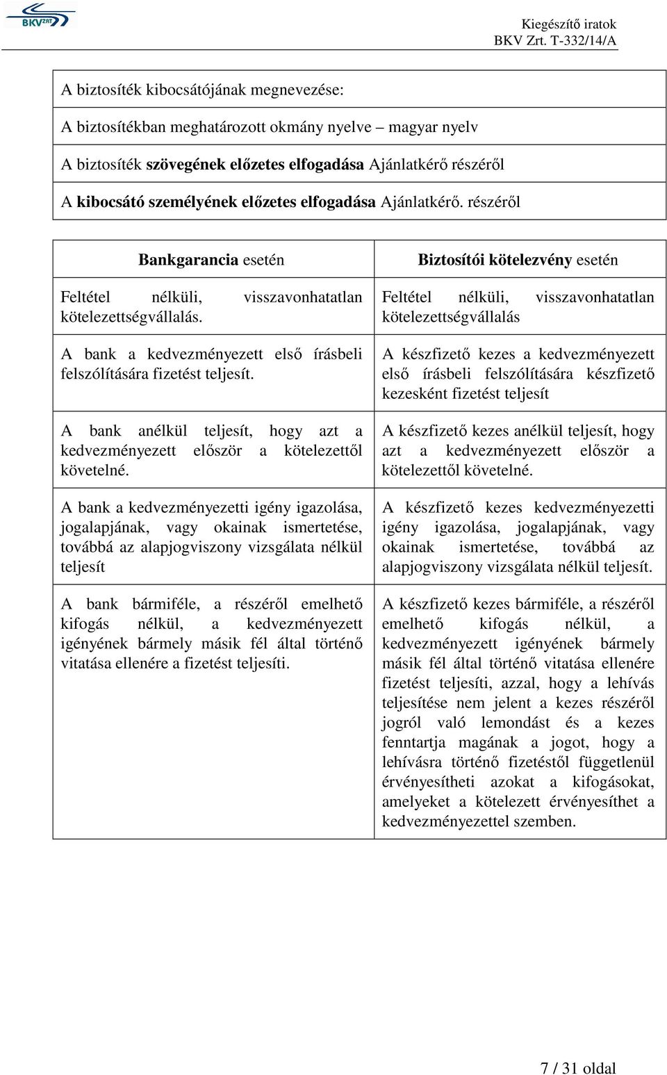 A bank anélkül teljesít, hogy azt a kedvezményezett először a kötelezettől követelné.