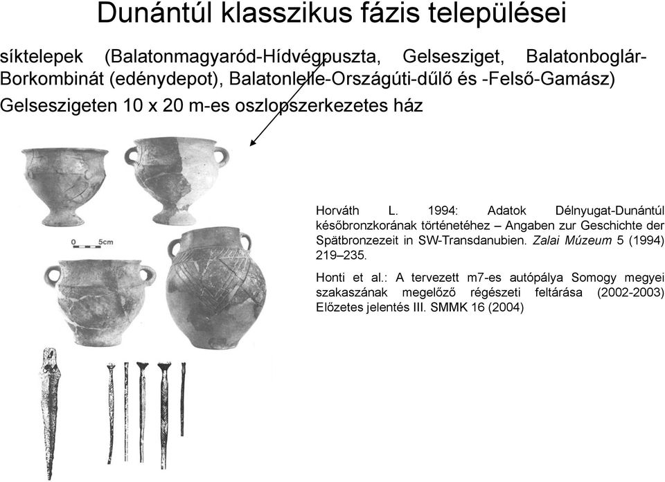 1994: Adatok Délnyugat-Dunántúl későbronzkorának történetéhez Angaben zur Geschichte der Spätbronzezeit in SW-Transdanubien.