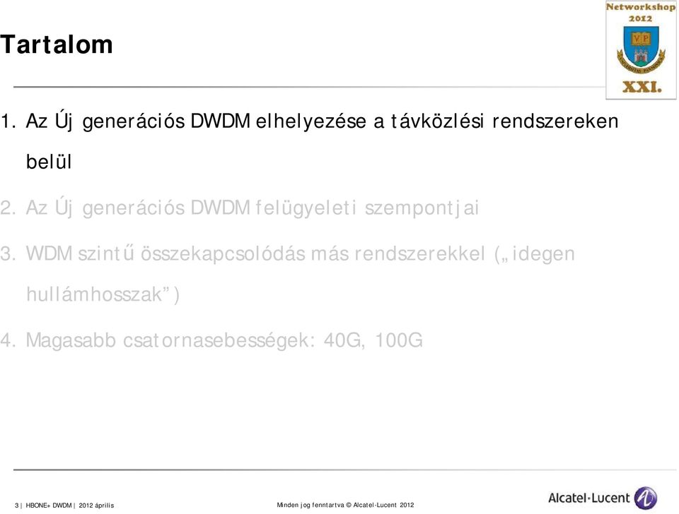 Az Új generációs DWDM felügyeleti szempontjai 3.