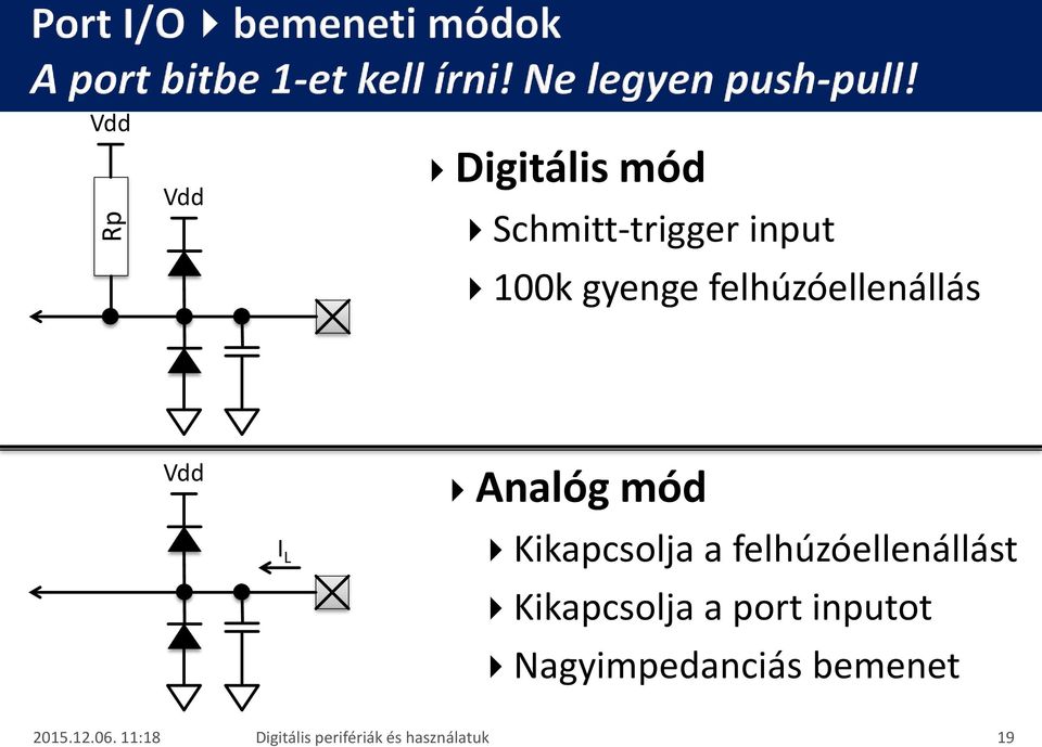 Analóg mód Kikapcsolja a felhúzóellenállást