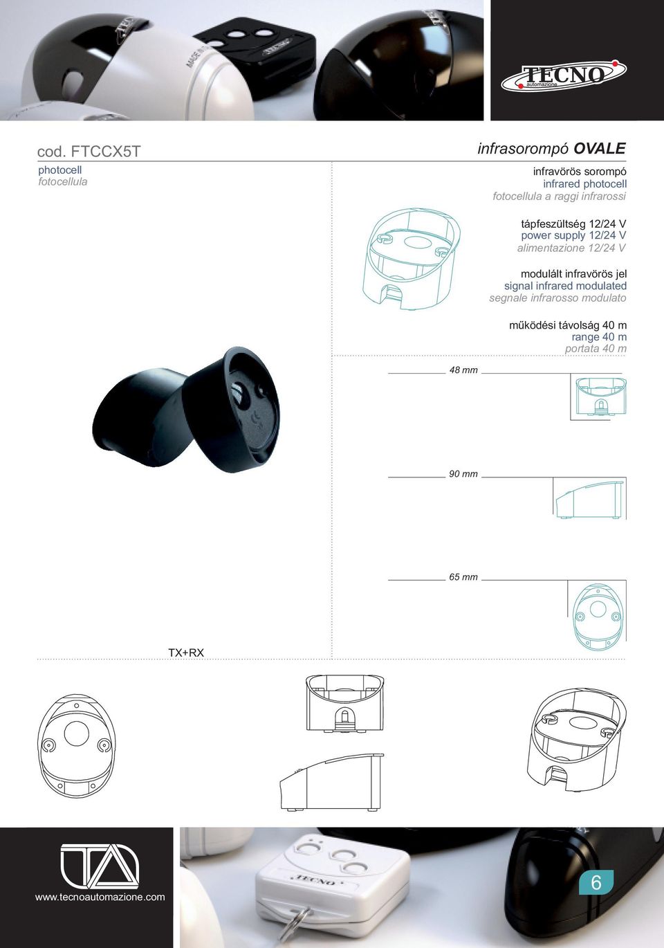 alimentazione 12/24 V modulált infravörös jel signal infrared modulated segnale