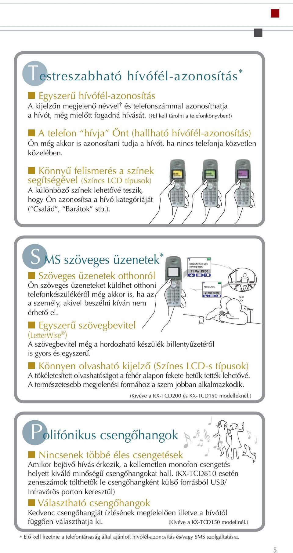 Könnyû felismerés a színek segítségével (Színes LCD típusok) 