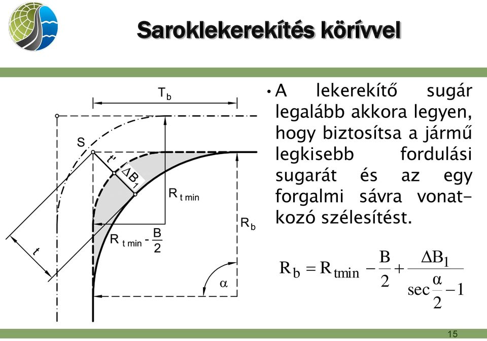 legkisebb fordulási sugarát és az egy forgalmi