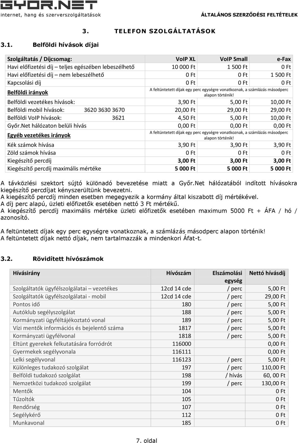 500 Ft Kapcsolási díj 0 Ft 0 Ft 0 Ft Belföldi irányok A feltüntetett díjak egy perc egységre vonatkoznak, a számlázás másodperc alapon történik!