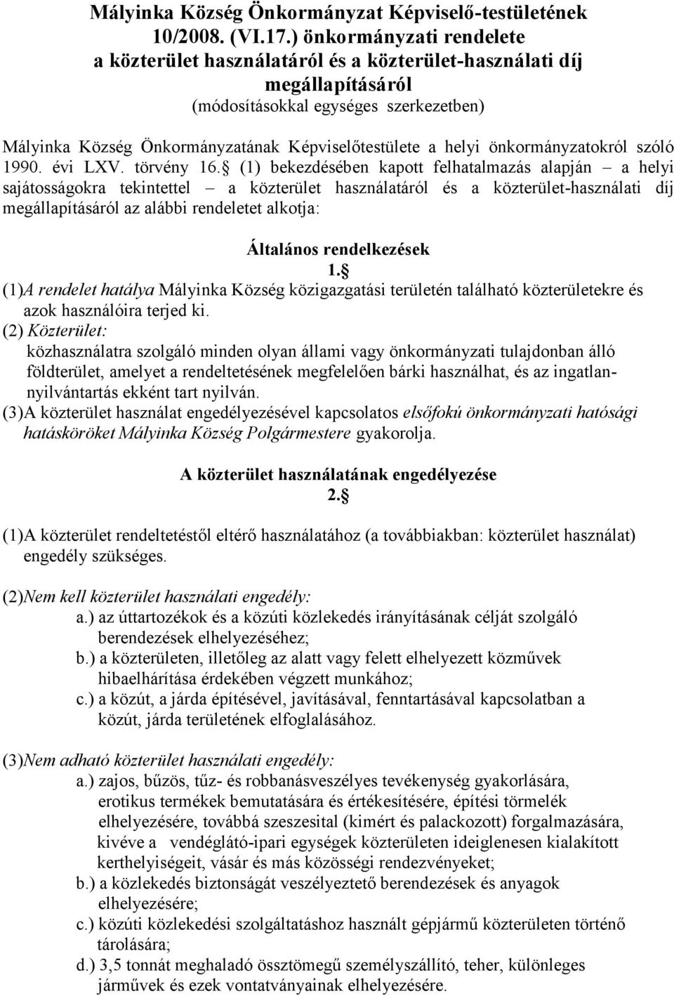 önkormányzatokról szóló 1990. évi LXV. törvény 16.