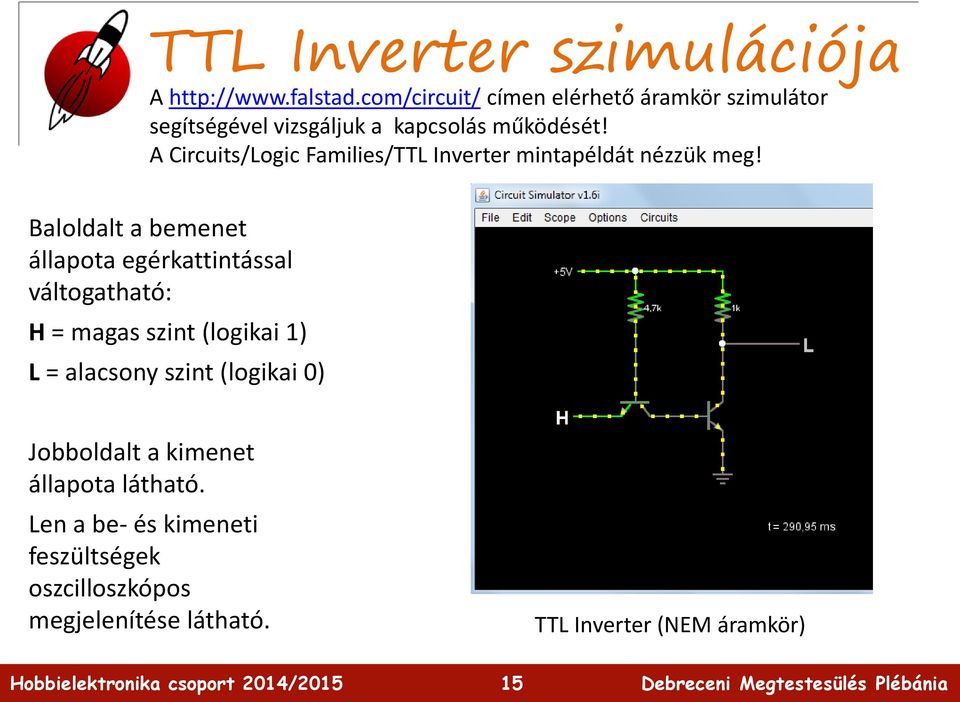 A Circuits/Logic Families/TTL Inverter mintapéldát nézzük meg!