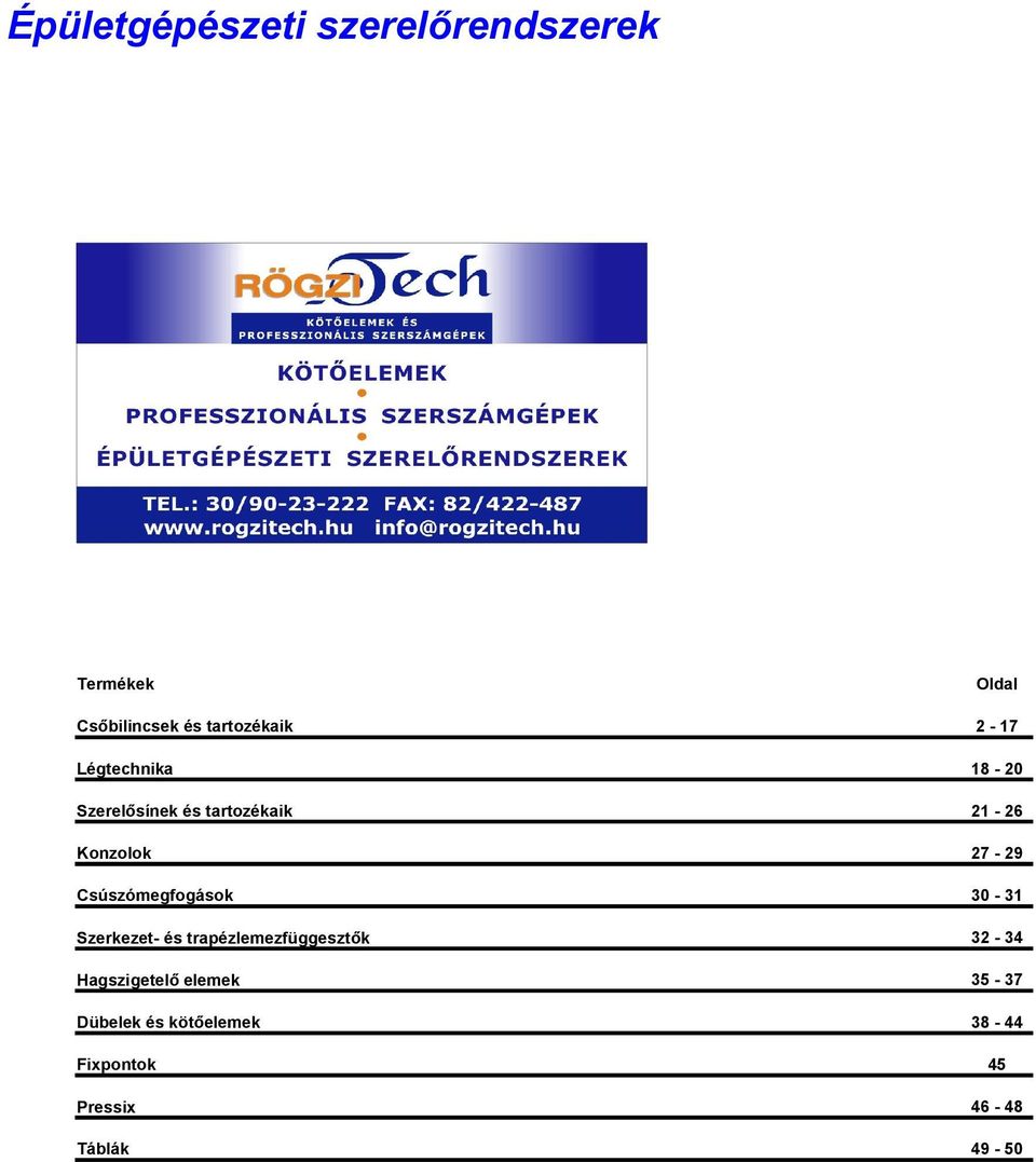 Csúszómegfogások - 3 Szerkezet- és trapézlemezfüggesztők 32-34